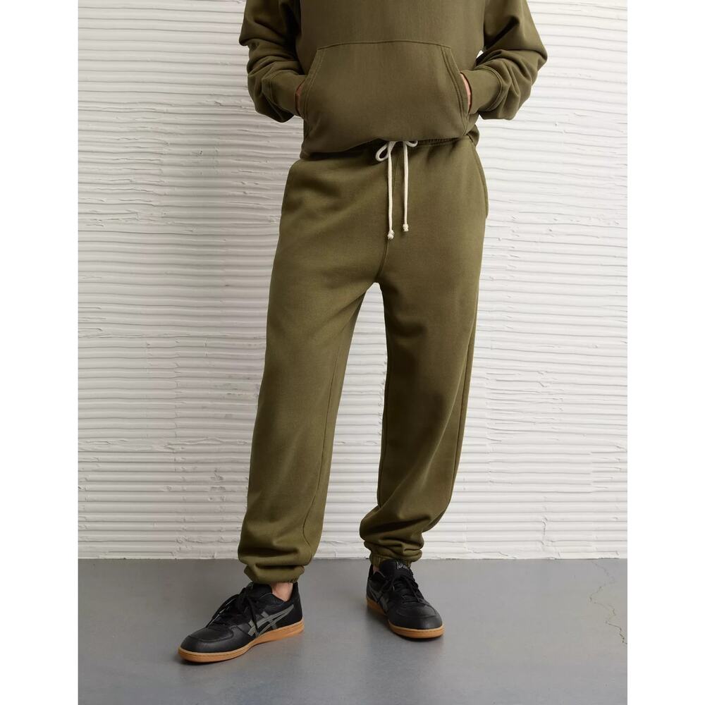 American Eagle Joggers Men's S Laidback Luxe Heavyweight Sweatpants Olive Green - Picture 5 of 13
